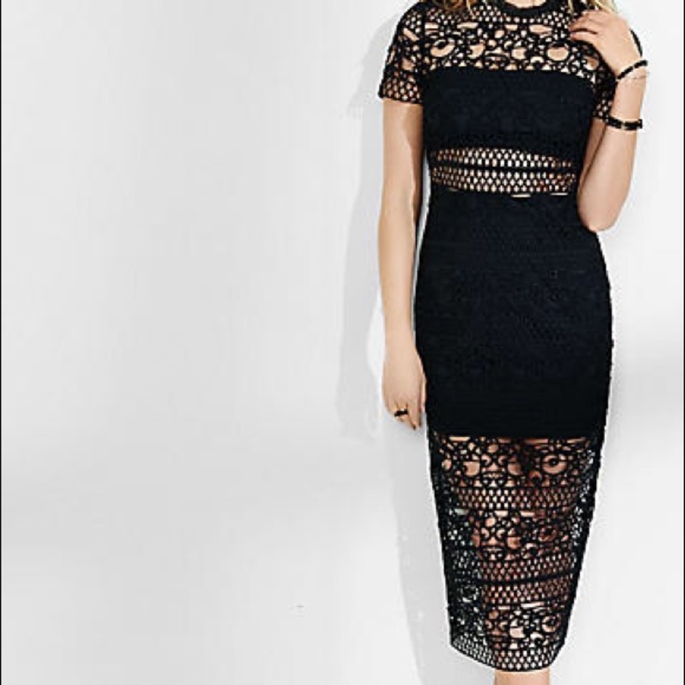⚡️sale-Black Crocheted Lace Dress